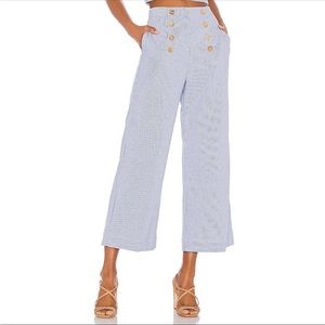 Show Me Your Mumu Blue Gingham Stacie Sailor Wide Leg Cropped Pants XL